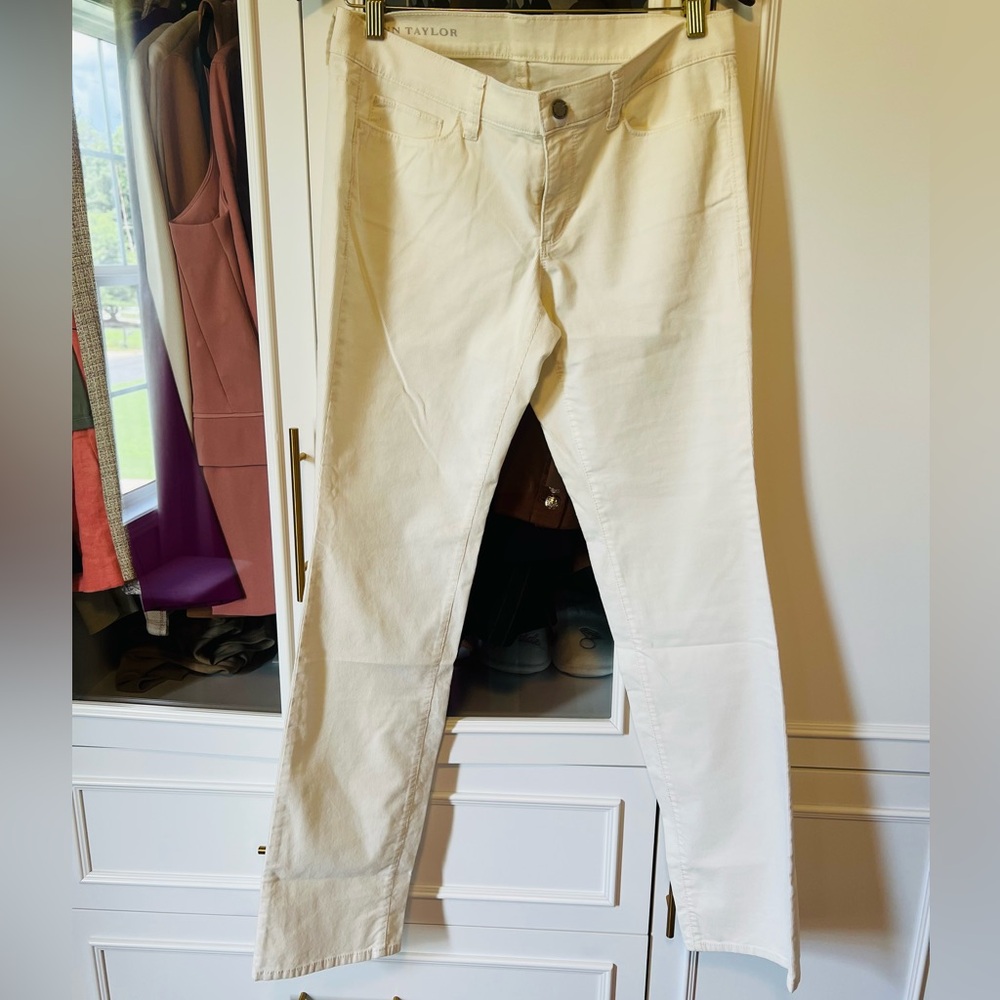 Ann Taylor White Slim Leg Pants